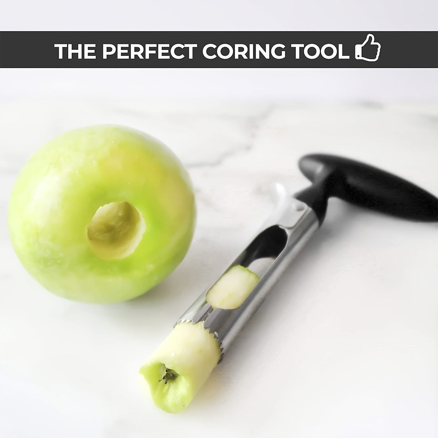 1pc Premium Apple Corer - Easy To Use Durable Apple Corer Remover For Pears; Bell Peppers; Apples - Stainless Steel; Kitchen Gadgets; Black; 7inch*3.9inch