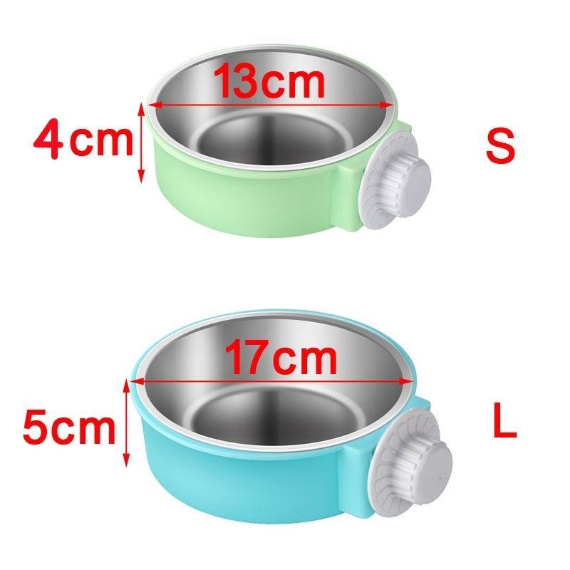 Pet Stainless Steel Bowl Hanging Cage Type Fixed Cute Dog Basin Cat Supplies Puppy Food Drinking Water Feeder Pets Accessories