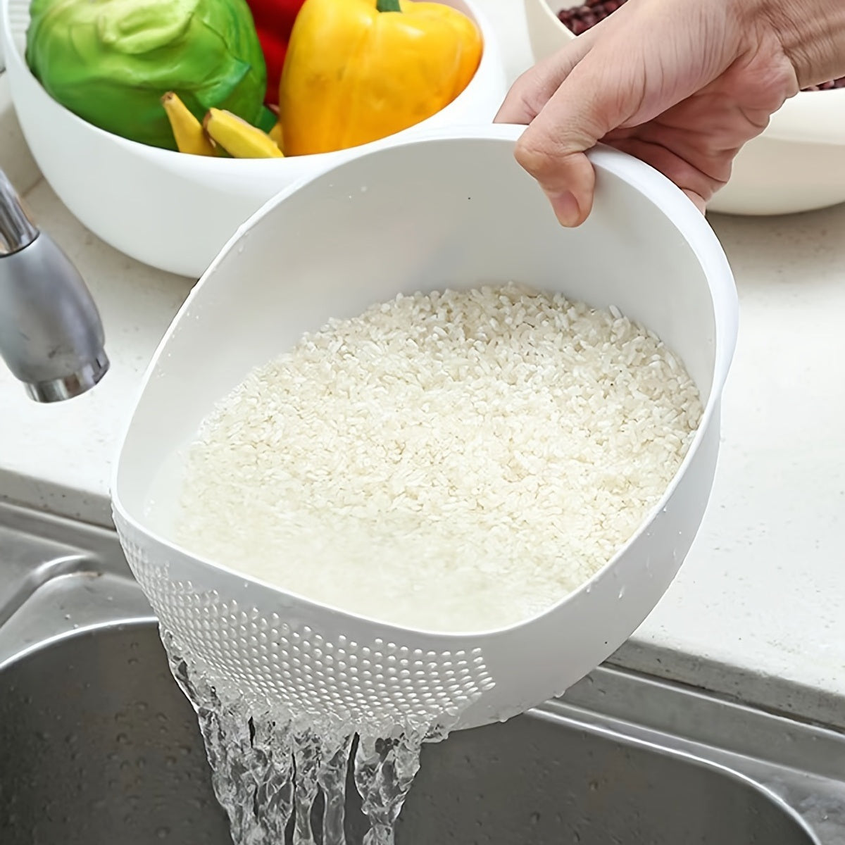 1pc/2pcs/3pcs Multi-Functional Kitchen Washing Basket Basin - Drain Water, Wash Rice, Perfect For Cleaning Vegetables And Fruits, And More With Convenient