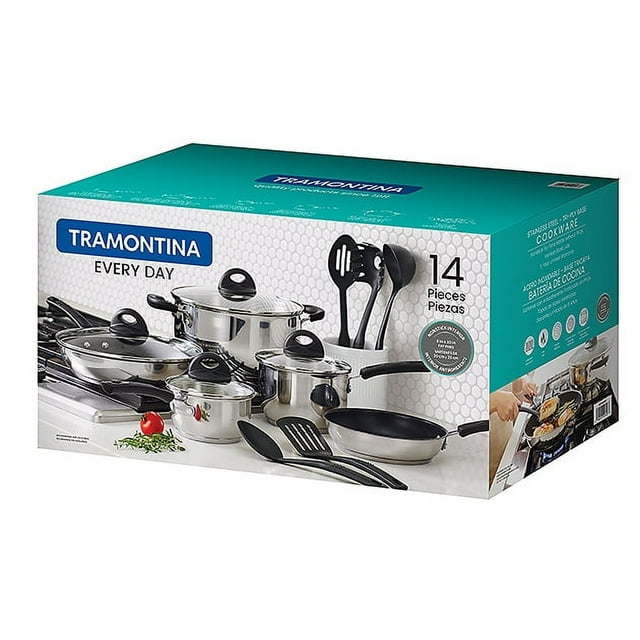 Tramontina Everyday 14 Pc Stainless Steel Tri-Ply Base Cookware Set