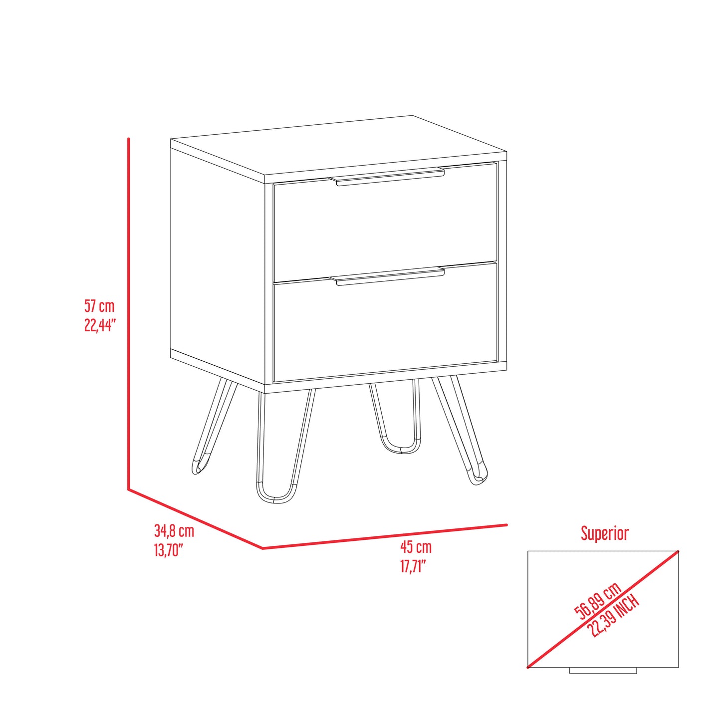 Mansfield 2-Drawer Rectangle Nightstand Light Oak