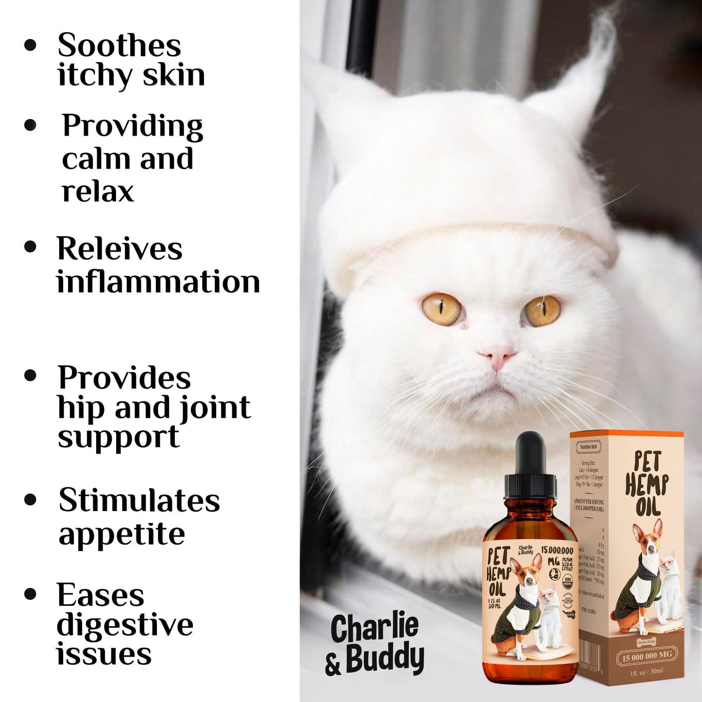 Hеmp Oil for Dogs Cats Hiр and Jоint Suppоrt and Skin Hеalth Anxiеty Cаlm Pаin Omega 3 6 9 and Vitаmins B C E