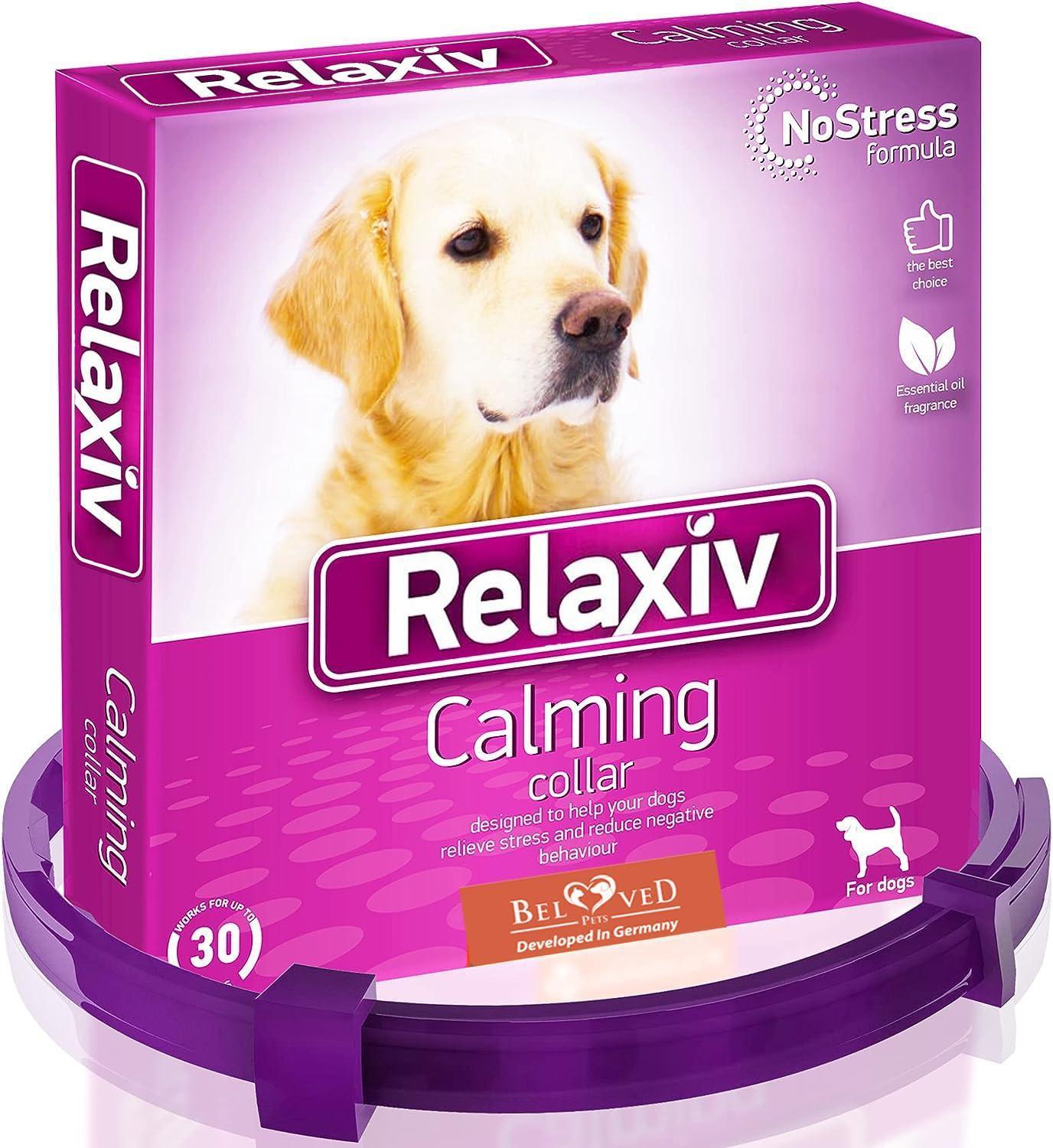 Calming Collar for Dogs Improved DE Stress Formula Reduces Anxiety During Travel Fireworks Thunder Vet Visits Helps to Relieve Stress Scratching Fighting Hiding