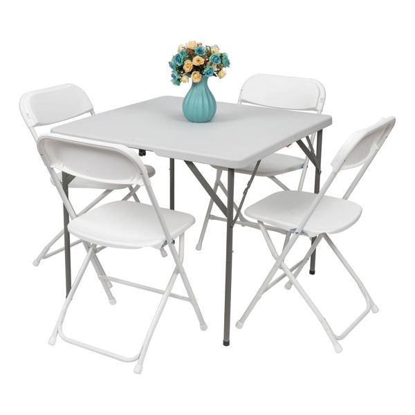 10 Pack White Plastic Folding Chair, Indoor Outdoor Portable Stackable Commercial Seat with Steel Frame 260lb. Capacity for Events Office Wedding Party Picnic Kitchen Dining