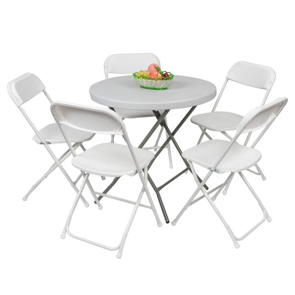 10 Pack White Plastic Folding Chair, Indoor Outdoor Portable Stackable Commercial Seat with Steel Frame 260lb. Capacity for Events Office Wedding Party Picnic Kitchen Dining