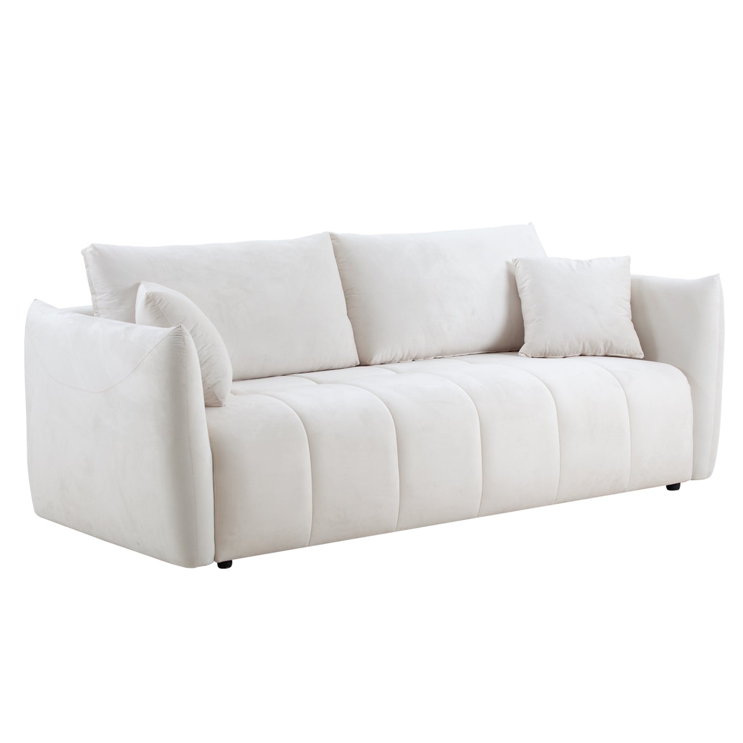 85'' Modern Fabric Sectional Couch Sofa 3 Seater Sofa with 3 Pillows for Living Room, bedroom, livingroom Beige