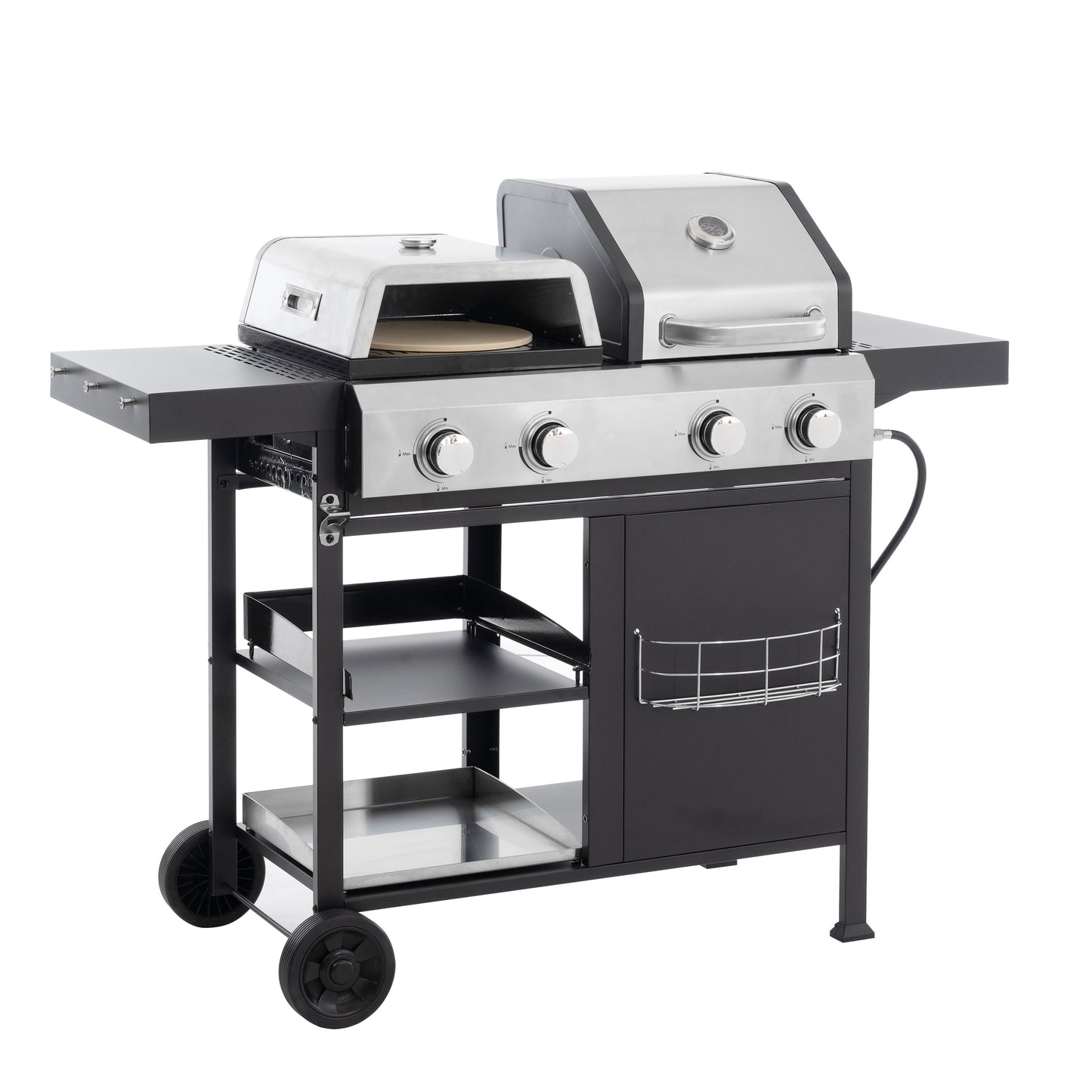 2+2 Multi-function Burner Gas Grill and Griddle Combo with Cover for Outdoor Cooking While Camping or Tailgating - BBQ,FRYING,PIZZA.