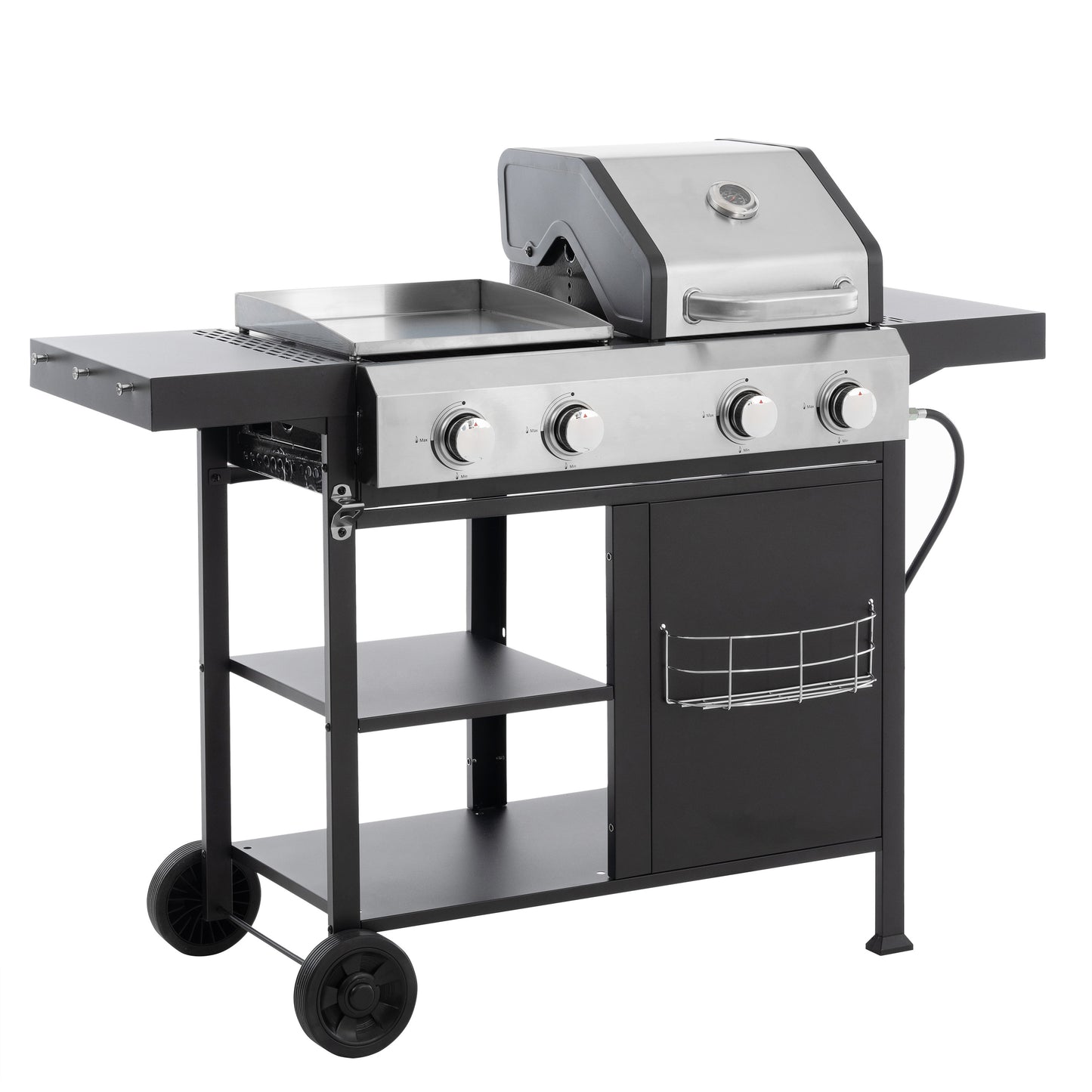 2+2 Multi-function Burner Gas Grill and Griddle Combo with Cover for Outdoor Cooking While Camping or Tailgating - BBQ,FRYING,PIZZA.