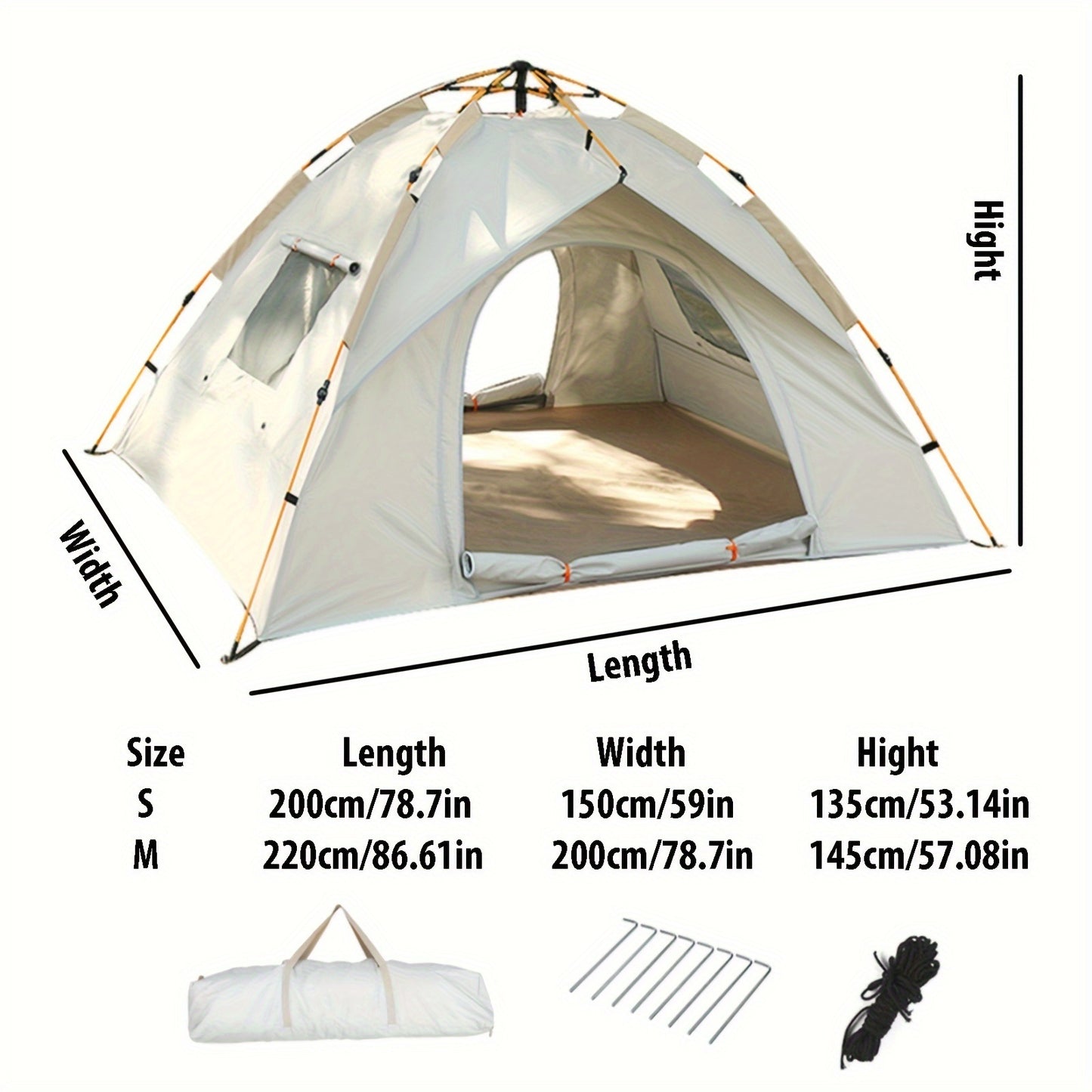 All-season tent, portable folding fully automatic camping tent, two-person/four-person camping tent, waterproof material, windproof, essential for camping and hiking