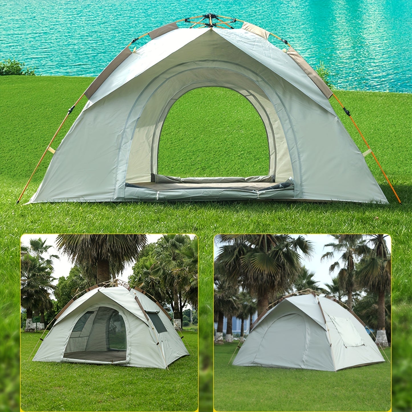 All-season tent, portable folding fully automatic camping tent, two-person/four-person camping tent, waterproof material, windproof, essential for camping and hiking