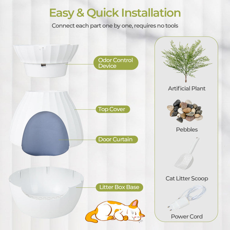 Smart Plant Cat Litter Box with Electronic Odor Removal and Sterilization