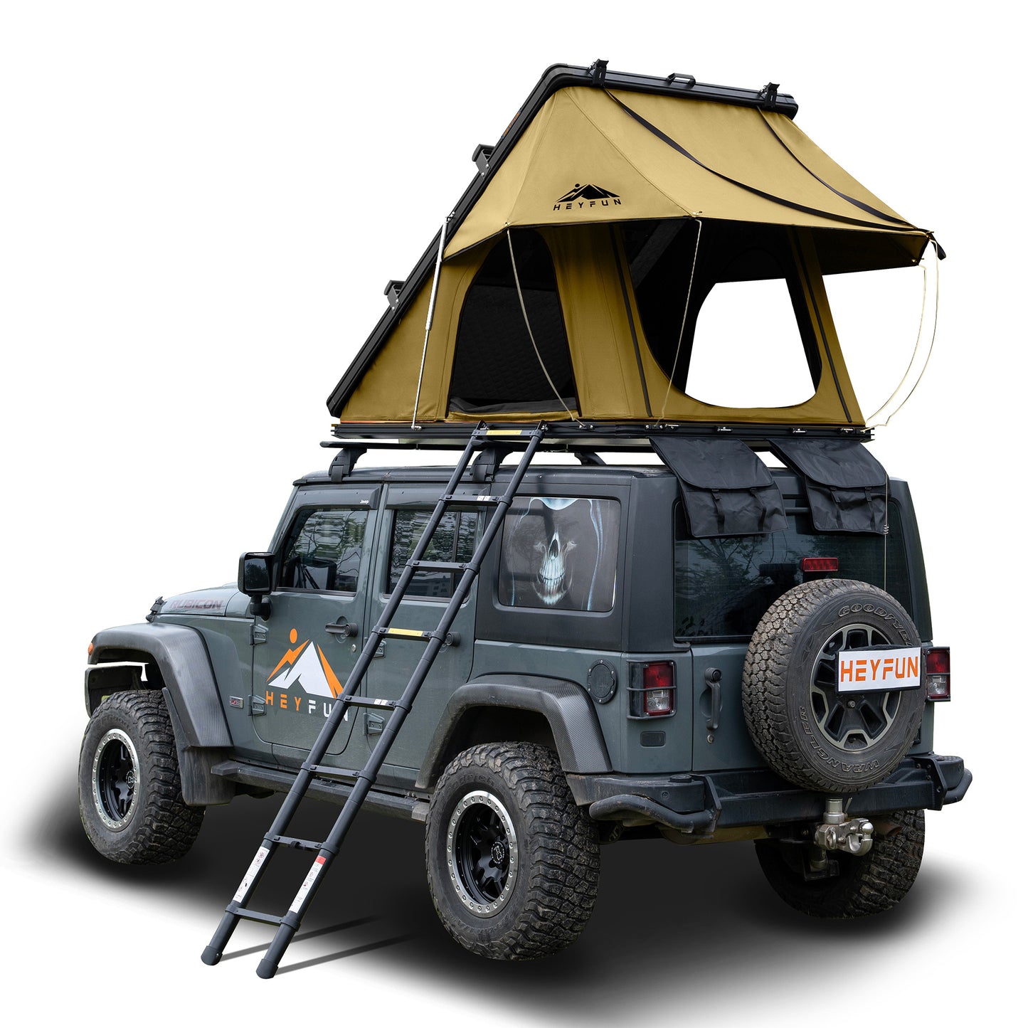 Adventurer Rooftop Tent Hardshell with Luggage Racks&Replaceable Rain Flies, Truck Bed Tent for Camping, Pop Up Overland Roof Top Tents for Truck Jeep SUV Car Van Wrangler Tacoma