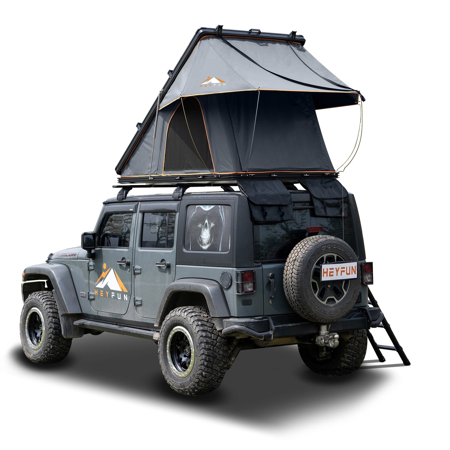 Adventurer Rooftop Tent Hardshell with Luggage Racks&Replaceable Rain Flies, Truck Bed Tent for Camping, Pop Up Overland Roof Top Tents for Truck Jeep SUV Car Van Wrangler Tacoma