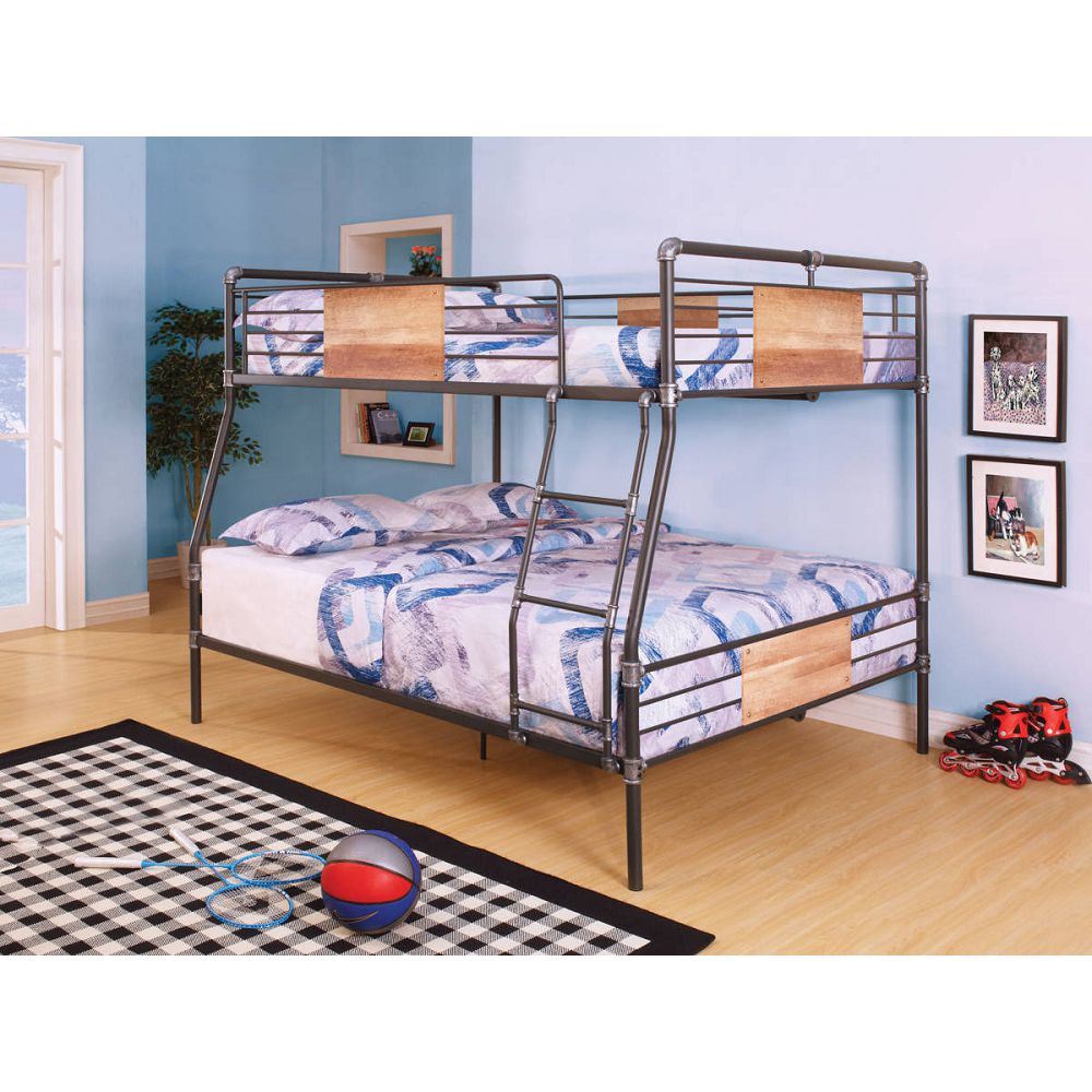 ACME Brantley Full XL/Queen Bunk Bed in Sandy Black & Dark Bronze Hand-Brushed 37725