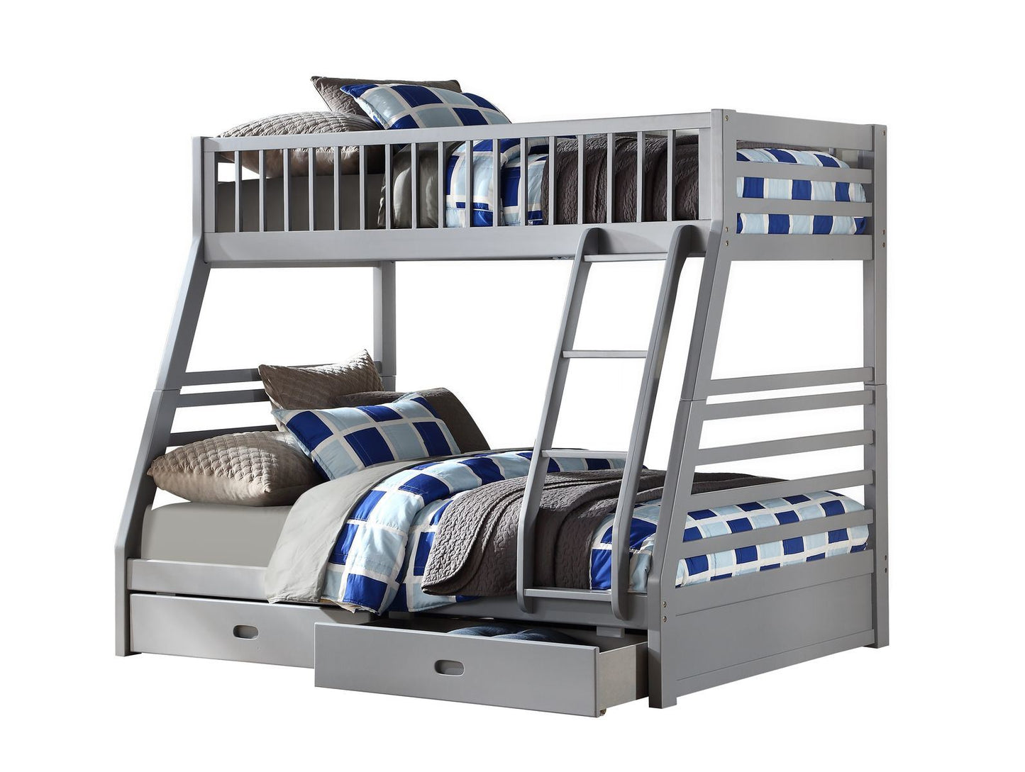 ACME Jason Bunk Bed (Twin/Full & Storage), Gray (1Set/2Ctn) 37840