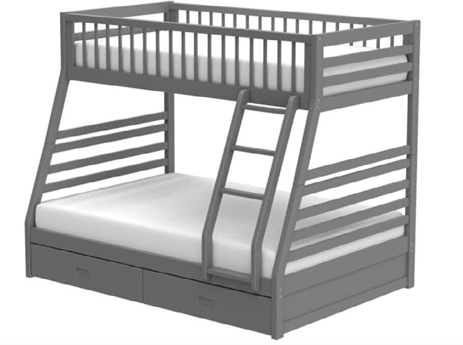 ACME Jason Bunk Bed (Twin/Full & Storage), Gray (1Set/2Ctn) 37840