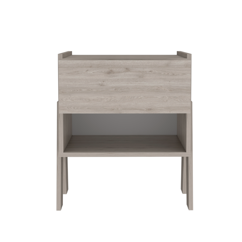 DEPOT E-SHOP Caladium Nightstand, One Drawer, One Open Shelf, Light Gray