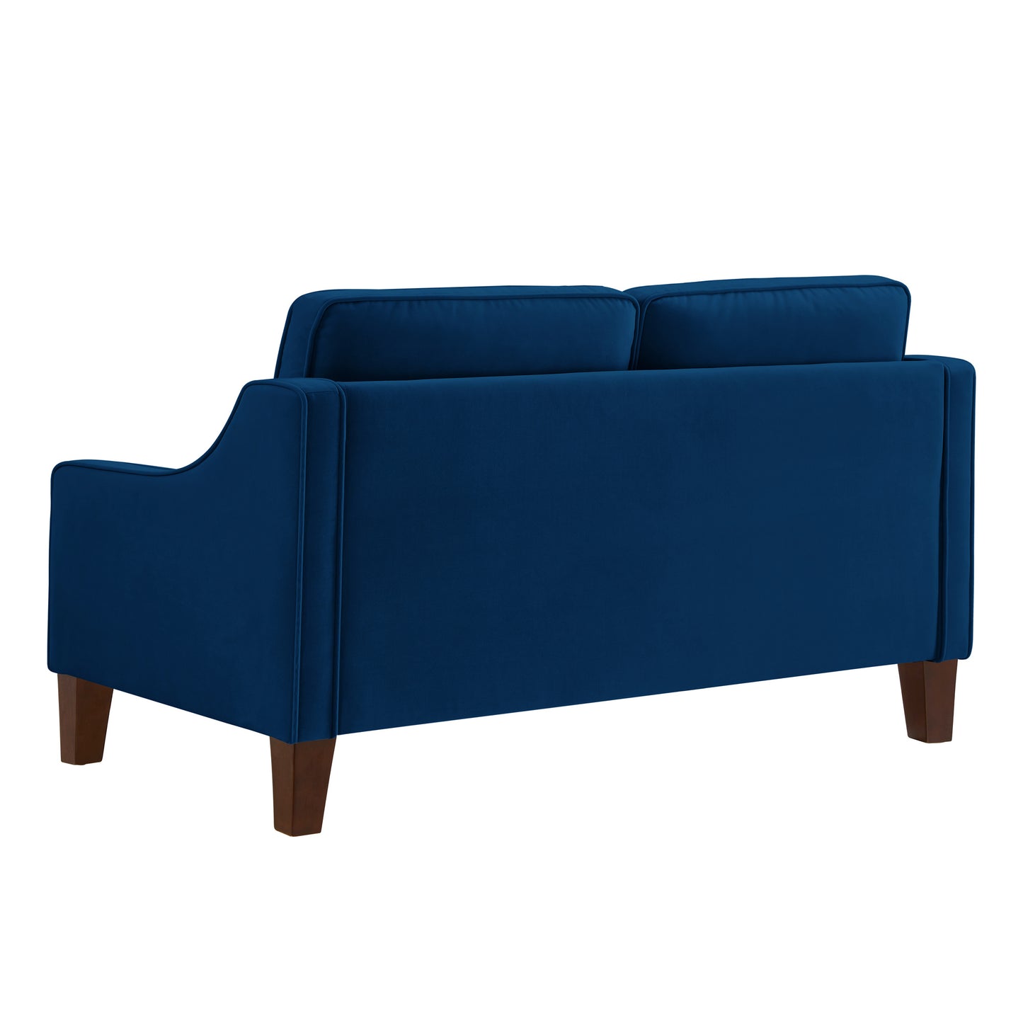 Modern Loveseat sofa for Living Room, Upholstered Velvet Small Couch with Wooden Legs for Livingroom Bedroom, Navy