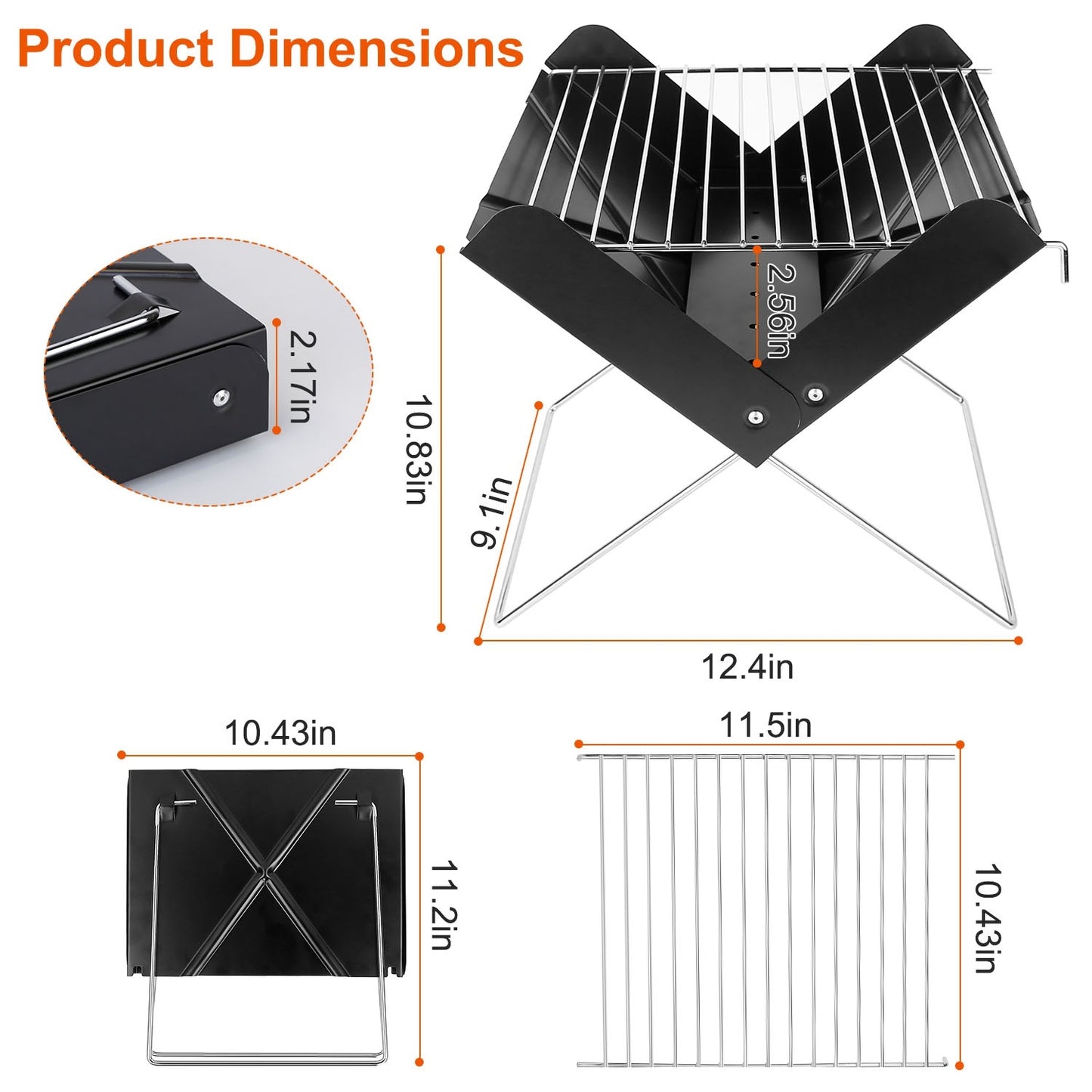 Foldable BBQ Grill Charcoal Barbecue Portable X Grill Tabletop Outdoor Smoker BBQ