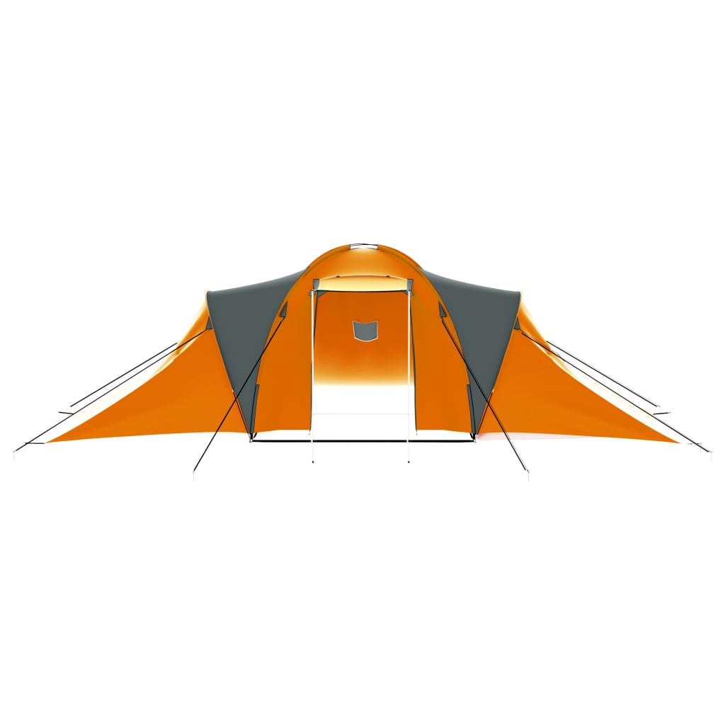 Camping Tent 9 Persons Fabric Gray and Orange