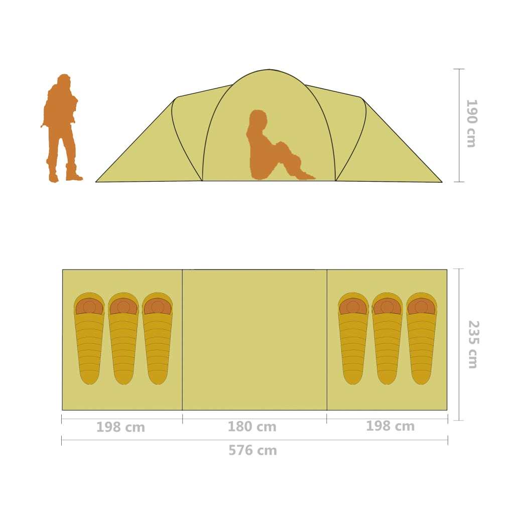 Camping Tent 6 Persons Gray and Orange